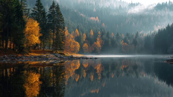 Papier peint Lac d'automne