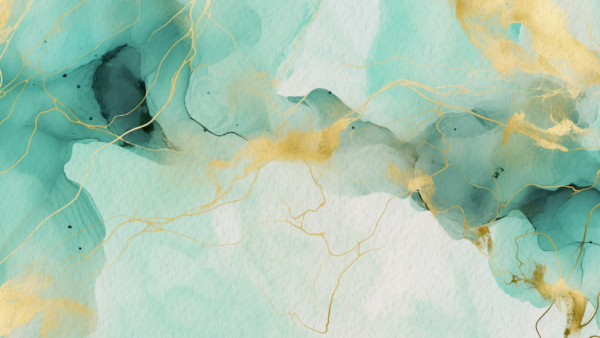 Papier peint Contours dorés sur turquoise