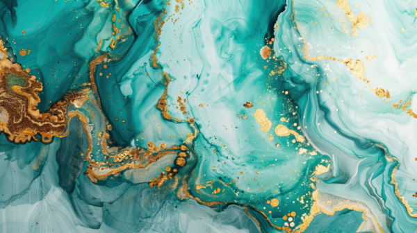Papier peint Marbre turquoise avec de l'or