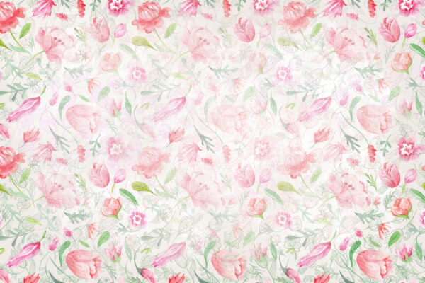 Papier peint Fleurs roses éparpillées