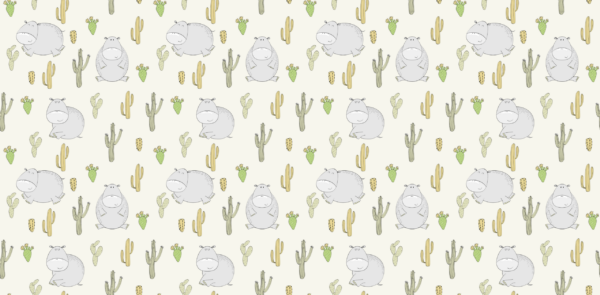 Papier peint Des hippopotames parmi les cactus
