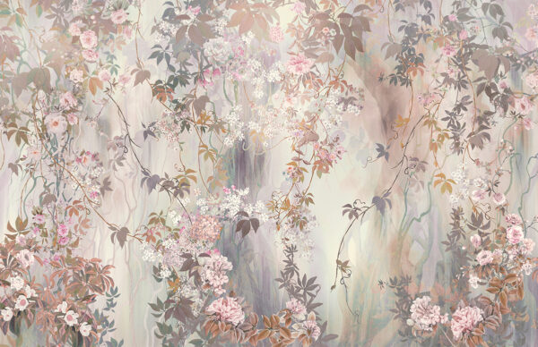 Papier peint Jardin aux teintes pastel