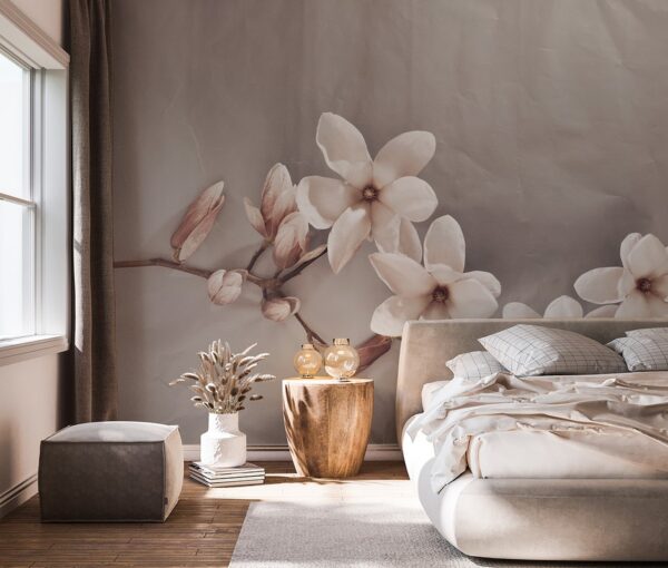 Papier peint Magnolias beiges