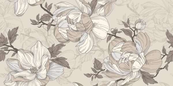 Papier peint Magnolias beiges