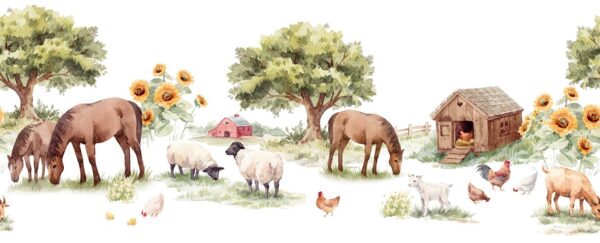 Papier peint Pâturage avec animaux