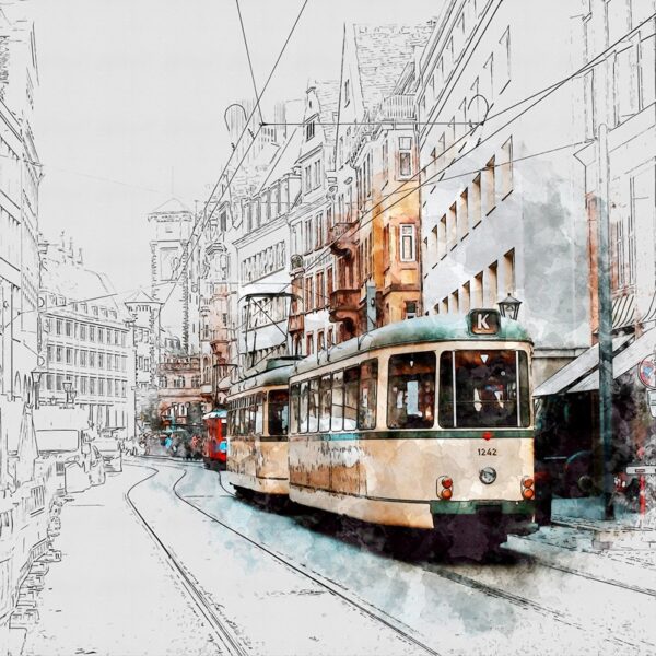 Papier peint Tramway rétro