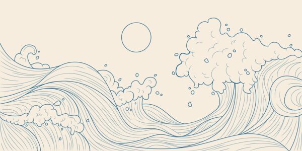 Papier peint Vagues dessinées