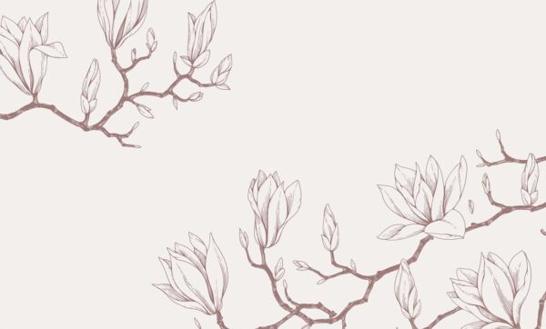 Papier peint Magnolias dessinés