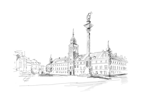 Papier peint Varsovie en croquis