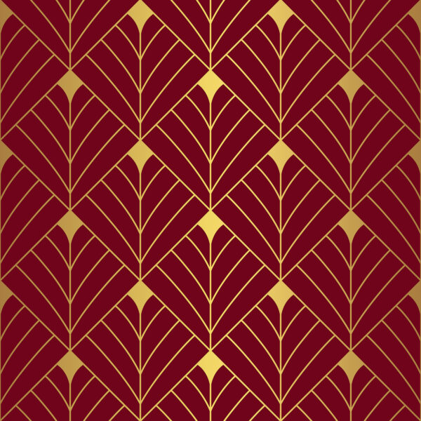 Papier peint Éventails géométriques bordeaux