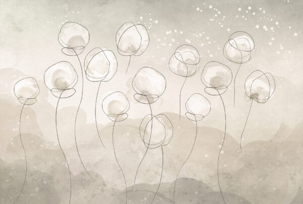 Papier peint Fleurs aux lignes fluides