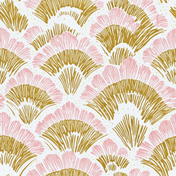 Papier peint Ventilateurs Art Déco roses