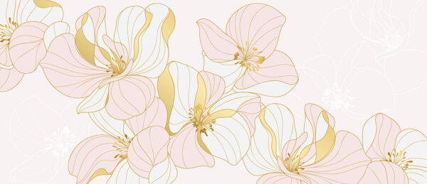 Papier peint Contours de fleurs dorées