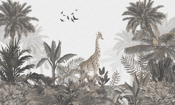 Papier peint Girafe dans la jungle tropicale