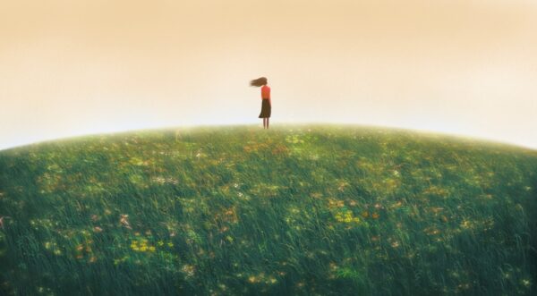 Papier peint La fille dans le pré