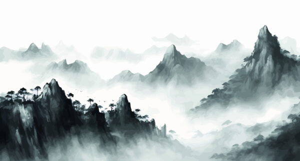 Papier peint Montagnes dans la brume