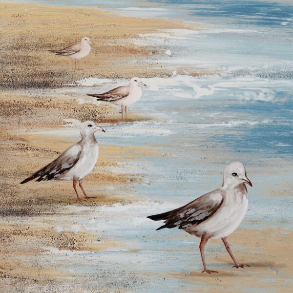Papier peint Mouettes sur la plage de sable