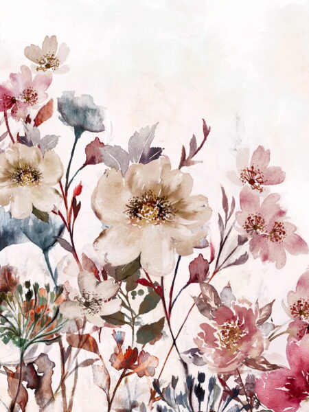Papier peint Un jardin aquarelle aux fleurs subtiles