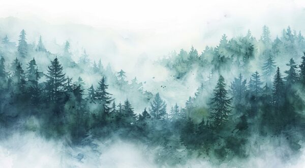 Papier peint Brouillard forestier