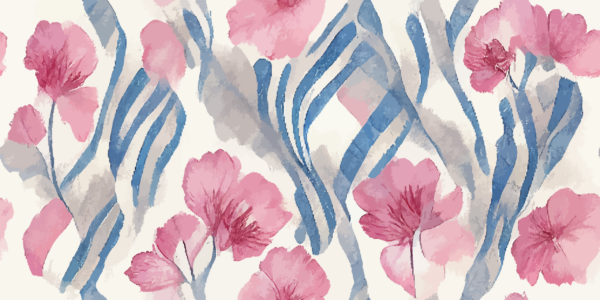 Papier peint Aquarelle de fleurs roses