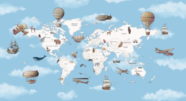 Papier peint Carte du monde pour enfants