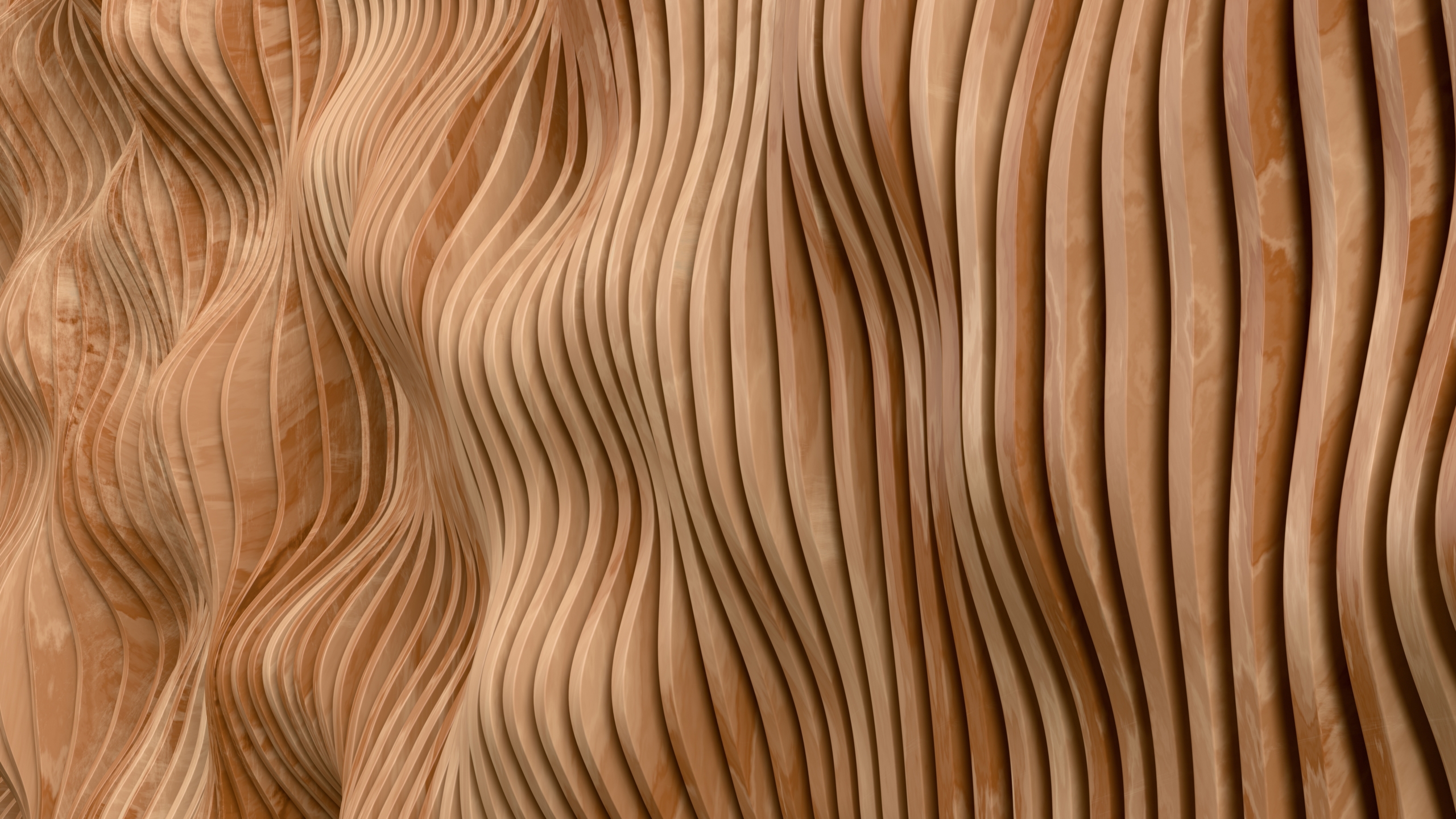 Abstract,Wavy,Wood,Panel,Wall.,3d,Rendered,Background,Design.,3d