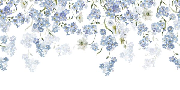 Papier peint Murmure bleu des fleurs