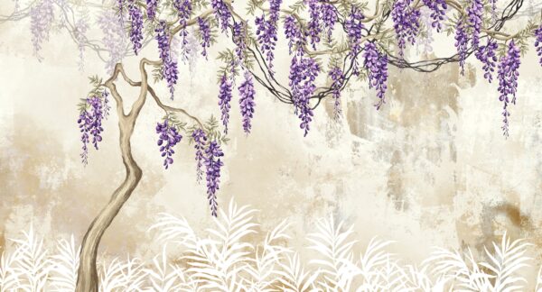 Papier peint Glycine pourpre