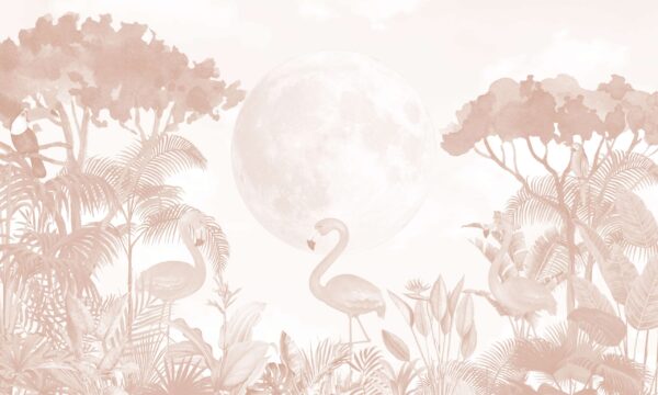 Papier peint Accouplement des flamants lunaires