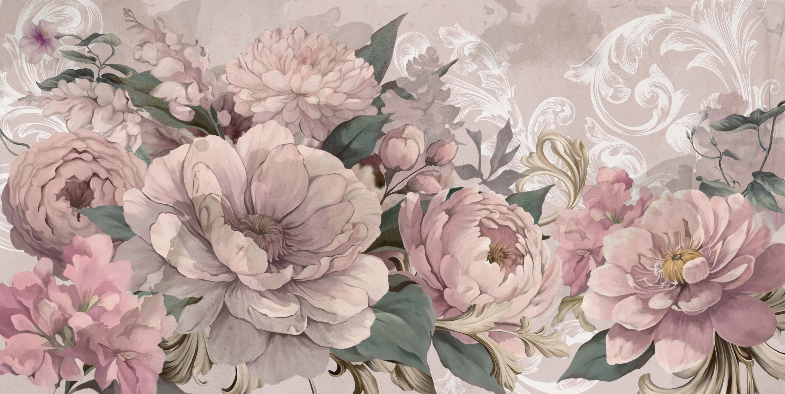 Art,Drawing,,Textured,Background,Depicting,Large,Flower,Buds,,Drawing,In