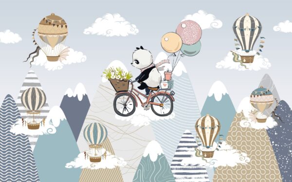 Papier peint Avec Panda sur un vélo