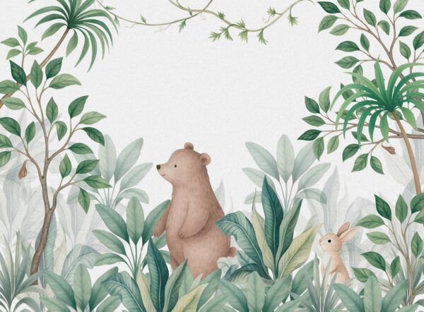 Papier peint Ourson parmi la verdure