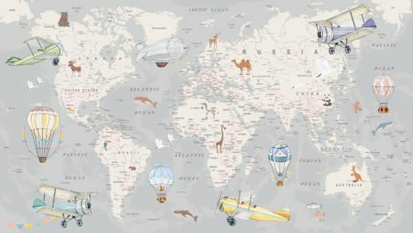 Papier peint Carte du monde des nuances de lumière