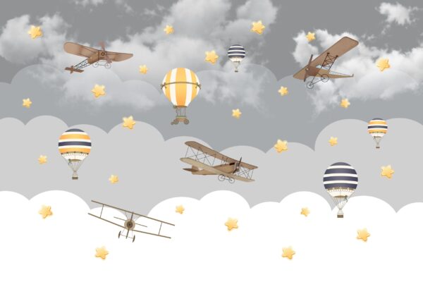 Papier peint Ballons et avions dans les nuages