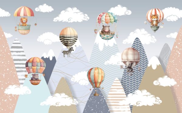 Papier peint Animaux dans des ballons
