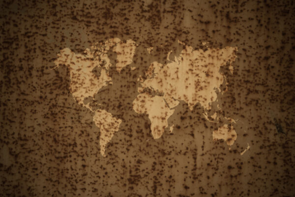 Papier peint Carte du monde rouillée